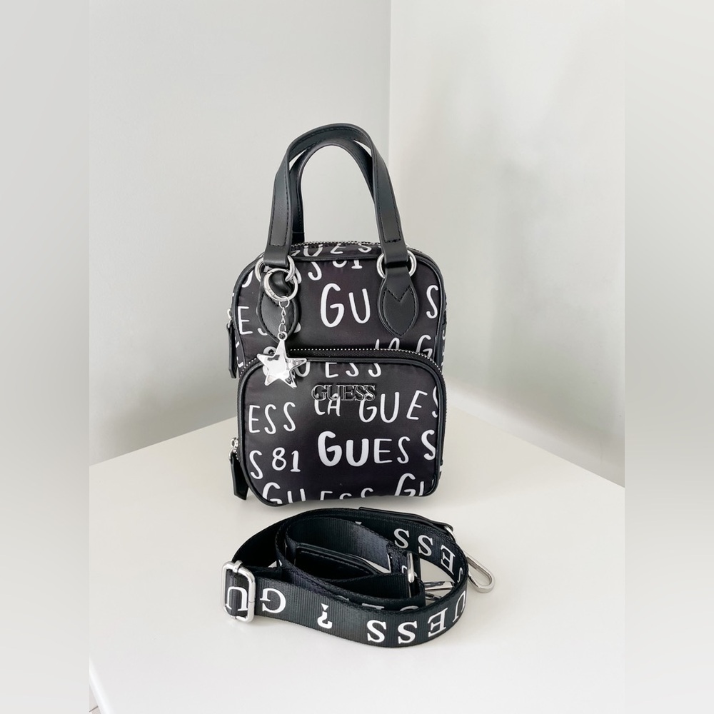 GUESS Black and White Mini Crossbody Bag